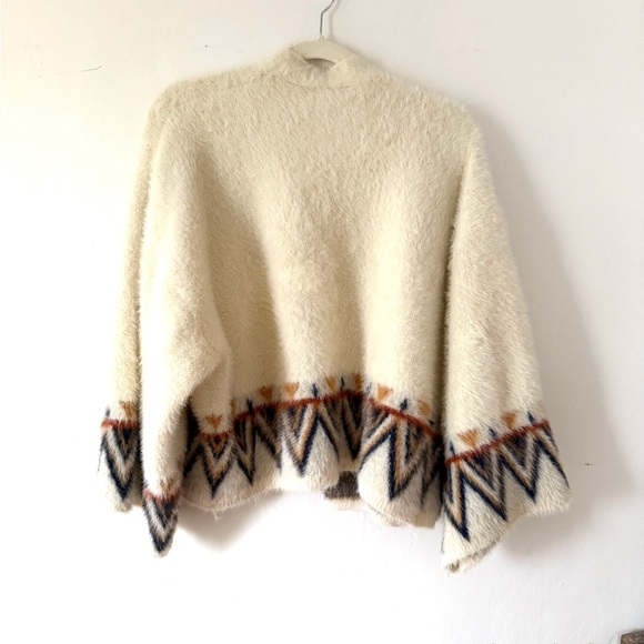 Anthropologie Cream Aztec Open Cardigan/Kimono/Jacket Size Large - Picture 2 of 16